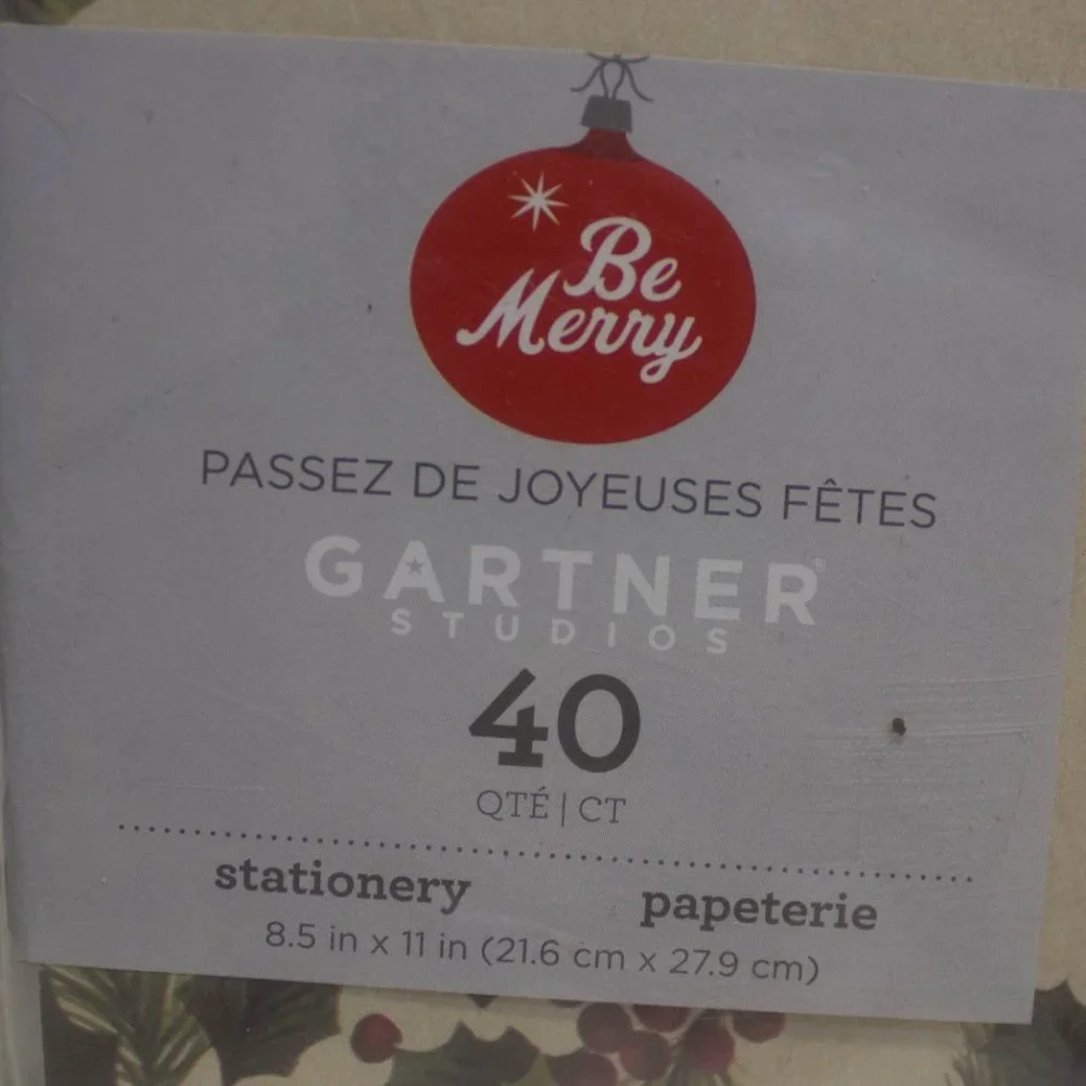 Gartner Studios Be Merry Holiday Stationery 40 Count Sheets